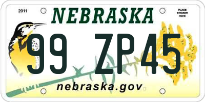 NE license plate 99ZP45