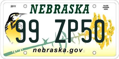 NE license plate 99ZP50