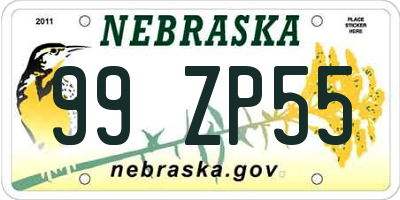 NE license plate 99ZP55