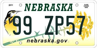 NE license plate 99ZP57