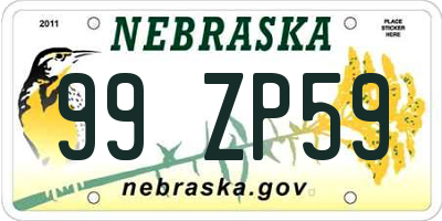 NE license plate 99ZP59