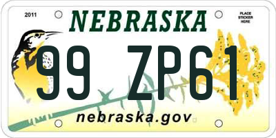 NE license plate 99ZP61