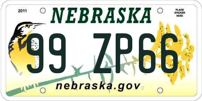 NE license plate 99ZP66