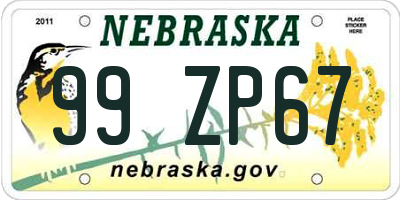 NE license plate 99ZP67