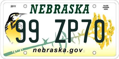 NE license plate 99ZP70