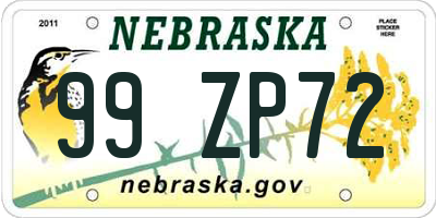 NE license plate 99ZP72