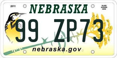 NE license plate 99ZP73