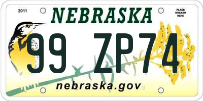 NE license plate 99ZP74