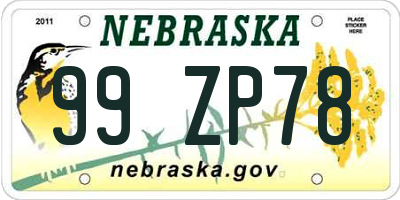 NE license plate 99ZP78