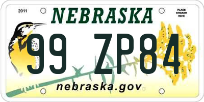 NE license plate 99ZP84