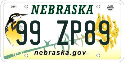 NE license plate 99ZP89