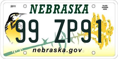 NE license plate 99ZP91