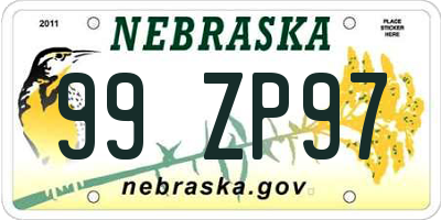 NE license plate 99ZP97