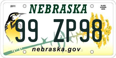 NE license plate 99ZP98