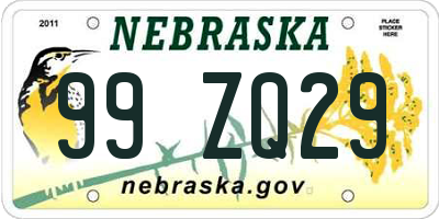 NE license plate 99ZQ29