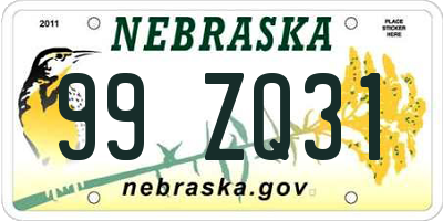 NE license plate 99ZQ31