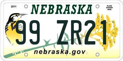 NE license plate 99ZR21