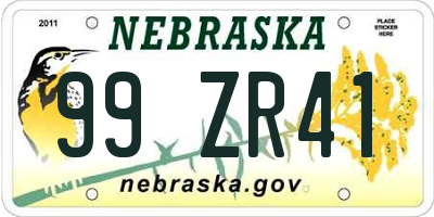 NE license plate 99ZR41