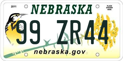 NE license plate 99ZR44