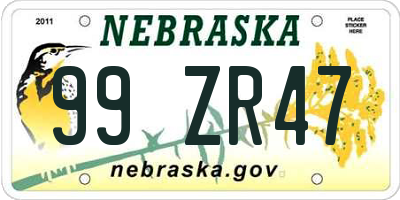 NE license plate 99ZR47