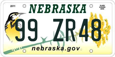 NE license plate 99ZR48