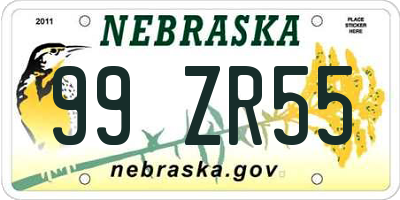 NE license plate 99ZR55