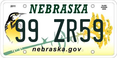 NE license plate 99ZR59