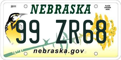 NE license plate 99ZR68