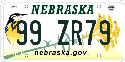 NE license plate 99ZR79