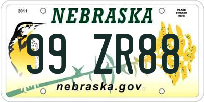 NE license plate 99ZR88