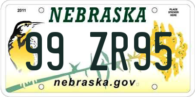 NE license plate 99ZR95