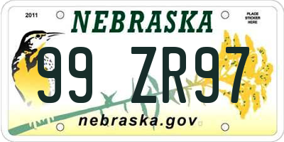 NE license plate 99ZR97