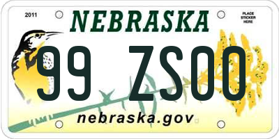 NE license plate 99ZS00