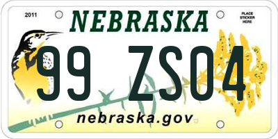 NE license plate 99ZS04