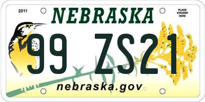 NE license plate 99ZS21