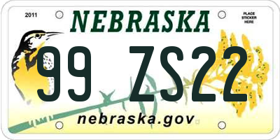 NE license plate 99ZS22