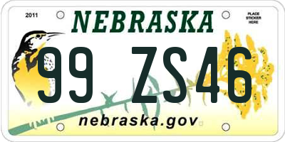 NE license plate 99ZS46
