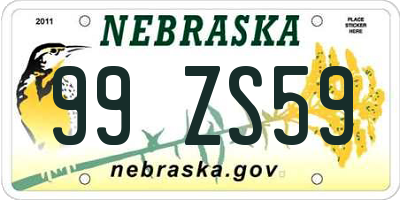 NE license plate 99ZS59