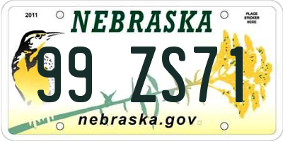 NE license plate 99ZS71