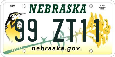 NE license plate 99ZT11