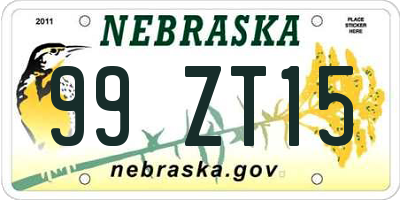 NE license plate 99ZT15