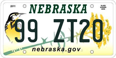 NE license plate 99ZT20