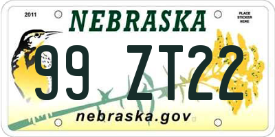 NE license plate 99ZT22