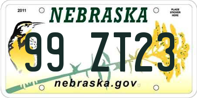 NE license plate 99ZT23