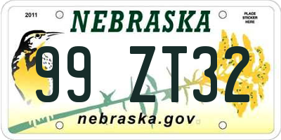 NE license plate 99ZT32