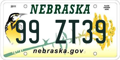NE license plate 99ZT39