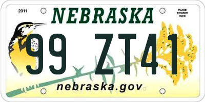 NE license plate 99ZT41