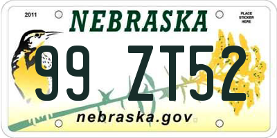 NE license plate 99ZT52