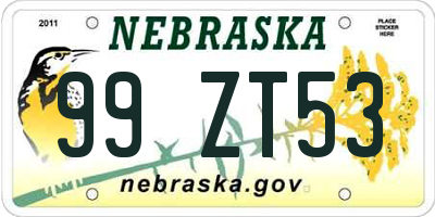 NE license plate 99ZT53