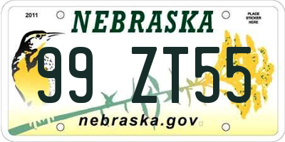 NE license plate 99ZT55